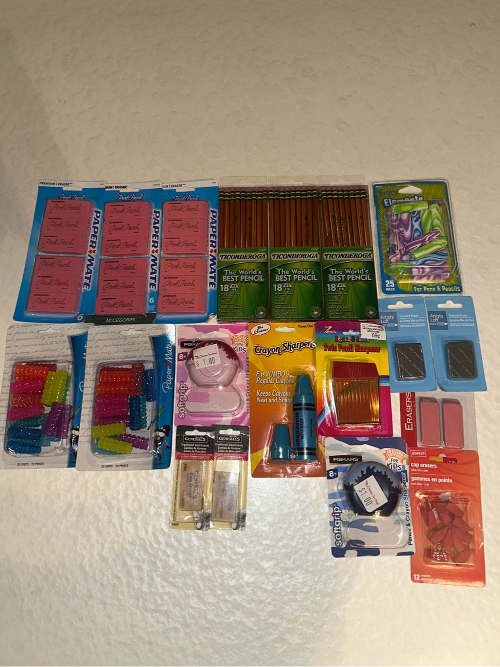 Bundle Of 19 Pencils, Pencil Sharpeners, Erasers Brand New Back To School